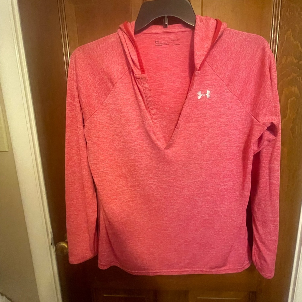 Under Armoir Pink Long Sleeve Relaxed Hoodie/workout material
